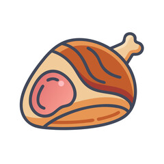 Stylized Cartoon Roasted Turkey Leg on Black Background