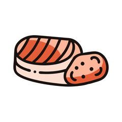 Illustration of Sushi Pieces with Black Background