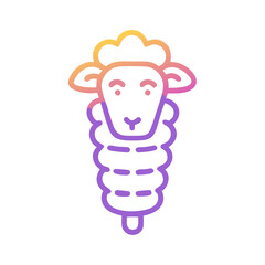 Colorful sheep outline icon on black background