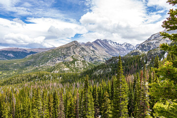 Beautiful mountain scenery from Rocky Mountain National Park in the spring season.