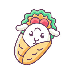 Cute Burrito Lamb Illustration - Food Animal Hybrid