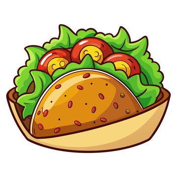 cartoon taco with tomatoes and lettuce clip art preview