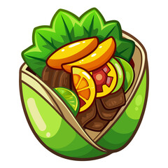 Delicious Cartoon Taco with Meat and Fresh Toppings