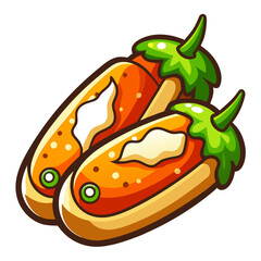 Cartoon eggplant illustration, vibrant colors, clean vector design