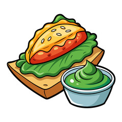 Delicious Avocado Toast with Dip Illustration