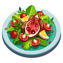 Fresh and healthy salad on a plate illustration