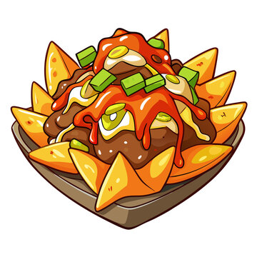 cartoon nachos with cheese and toppings clip art preview