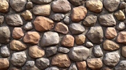Cobblestone Wall Texture Seamless Pattern Brown Gray Stones