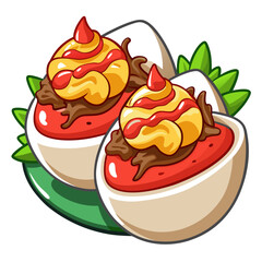 Stylized illustration of two delicious deviled eggs