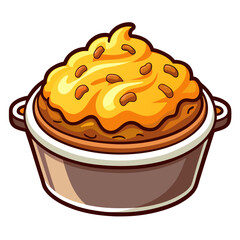 Cartoon bean casserole dish, comfort food illustration isolated