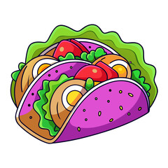 Fun Cartoon Taco Vector Illustration on White Background