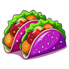 Colorful cartoon tacos with vibrant toppings illustration art