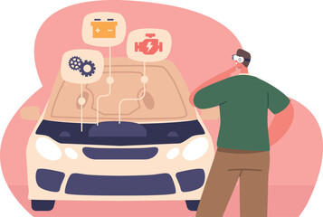Man repairing car vr space