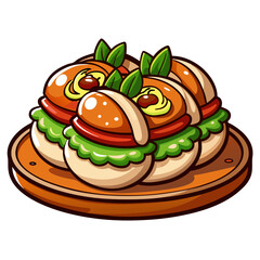 Delicious Mini Burgers Plate Illustration for food concepts