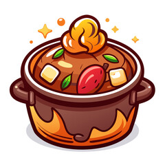 Delicious Cartoon Stew Pot with Shining Stars
