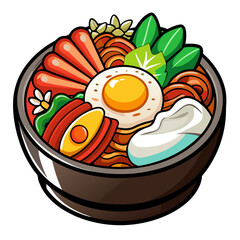 Delicious and vibrant noodle bowl with various toppings