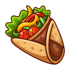Cartoon Burrito Illustration Filled with Fresh Ingredients