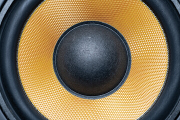 close-up of the dynamic head of an acoustic system.