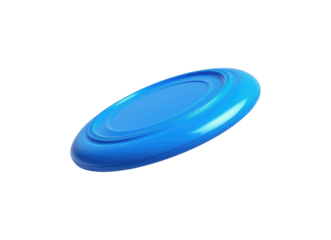 Professional Blue Plastic Flying Disc with Aerodynamic Design and Smooth Curved Edges for Ultimate Sport Performance Isolated on Transparent and White Background