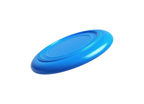 Professional Blue Plastic Flying Disc with Aerodynamic Design and Smooth Curved Edges for Ultimate Sport Performance Isolated on Transparent and White Background