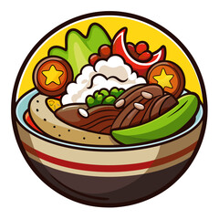 Illustration of a Delicious and Colorful Asian Food Bowl