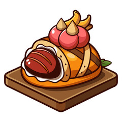 Exotic Gourmet Sweet Food Vector Illustration, Delicious Treat