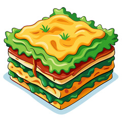 Cartoon Lasagna Illustration, Italian Food, Delicious, Layered, Cartoon
