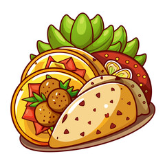 Delicious Cartoon Tacos with Falafel and Succulent Decoration
