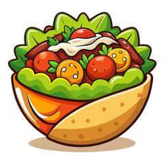 Cartoon Falafel Wrap Vector Art Illustration Design