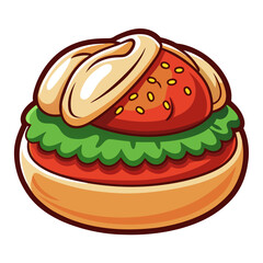 Delicious Cartoon Hamburger or Sandwich Vector Illustration