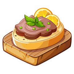 Toasted bread with pate, oranges, and mint leaf