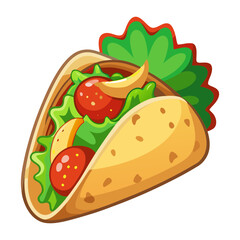 Cartoon Taco with Fresh Vegetables and Crispy Shell