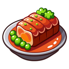 Cartoon Terrine with Peas Illustration on a Plate