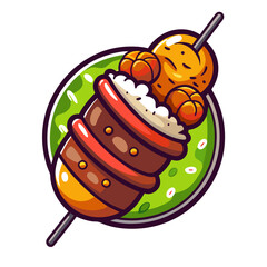 Creative Food Skewer Illustration with Vibrant Colors and Style