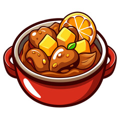 Cute and Delicious Callos Illustration in Red Pot