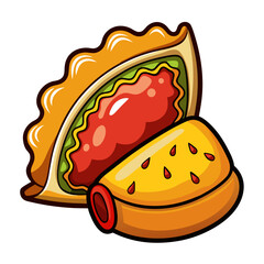 Cartoon Taco and Tamale Illustration, Mexican Food