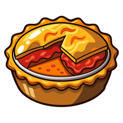 Cartoon pie with slice cut out, illustration design