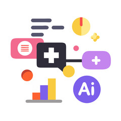Obraz premium Modern AI Usage Diagram in Colorful Flat Design 