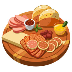 Appetizer Charcuterie Board with Cheese, Meat, and Spreads