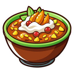 Delicious Bowl of Soup with Toppings Illustration Cartoon