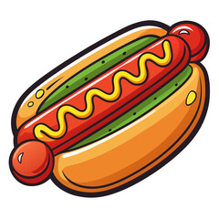 Cartoon hot dog with mustard vector illustration image