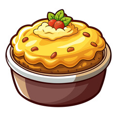 Cartoon Apple Pie with Cherry and Leaf Topping