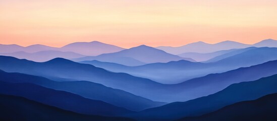 Obraz premium Blue and purple mountain silhouettes during a beautiful colorful sunrise