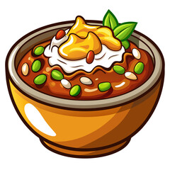 Delicious savory stew cartoon in a bowl illustration
