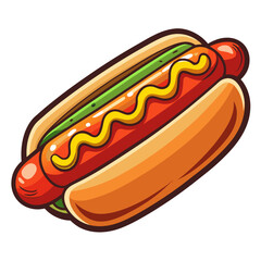 Cartoon Hot Dog with Mustard and Green Relish