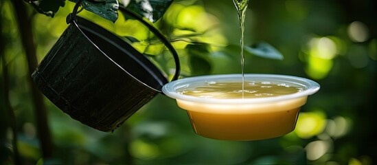 Hanging pesticide traps for insect control.
