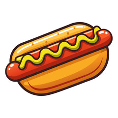 Cartoon Hot Dog with Mustard Illustration isolated