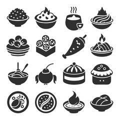 Assorted food icons: vector illustration of various dishes