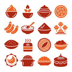 Assorted Southeast Asian Sweet Food Icon Vector Set