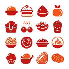 Red and Orange Food Icons Illustration Vector Graphic